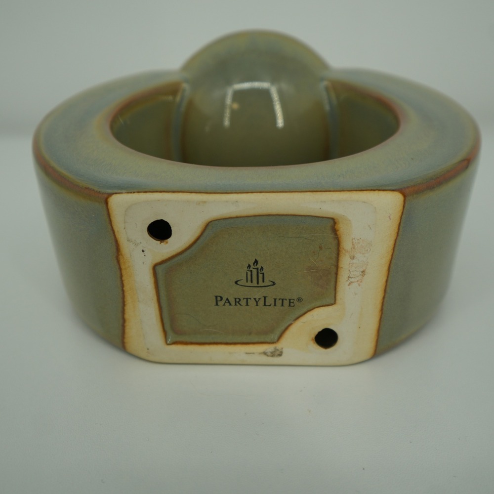 PartyLite Gaia Fragrance Warmer Tea Lite Candle Sage Green Modern Ceramic - Picture 4 of 6